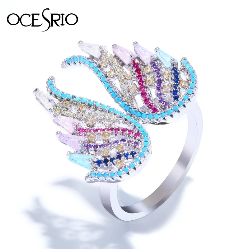 OCESRIO Luxury Colorful Zirconia Ring Swan's kiss Rings for women Butterfly shape Feather Bridal Wedding Rings Jewelry rig-f32
OCESRIO Luxury Colorful Zirconia Ring Swan's kiss Rings for women Butterfly shape Feather Bridal Wedding Rings Jewelry rig-f32