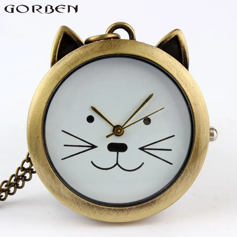 Lovely Cute Cat Quartz Pocket Watch Necklace Vintage Pendant Watches With Chain Women Girls' Gift Retro Men Fob Watches Clock
Lovely Cute Cat Quartz Pocket Watch Necklace Vintage Pendant Watches With Chain Women Girls' Gift Retro Men Fob Watches Clock