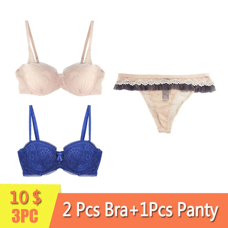 3Pcs/Pack Women Padded Bra Push Up Bra 1/2 Cup Underwire Underwear Convertible Straps And Transparent Briefs 32-38 B-C
3Pcs/Pack Women Padded Bra Push Up Bra 1/2 Cup Underwire Underwear Convertible Straps And Transparent Briefs 32-38 B-C