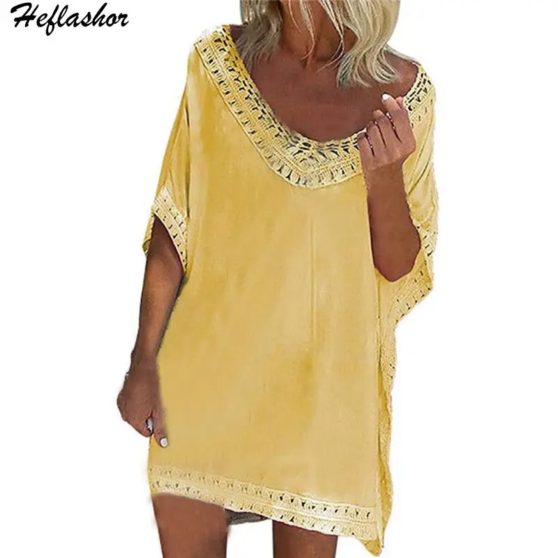 Heflashor Summer Women Sexy Hollow Out V-neck Swimsuit Beach Bikini Cover Loose Casual Solid Outwear T-shirt
Heflashor Summer Women Sexy Hollow Out V-neck Swimsuit Beach Bikini Cover Loose Casual Solid Outwear T-shirt