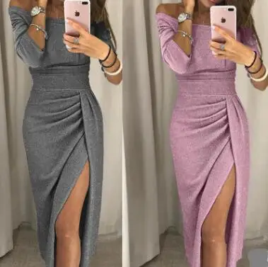 Women's sexy strapless dress, sparkly dress, dinner party dress, bottom slit dress
Women's sexy strapless dress, sparkly dress, dinner party dress, bottom slit dress