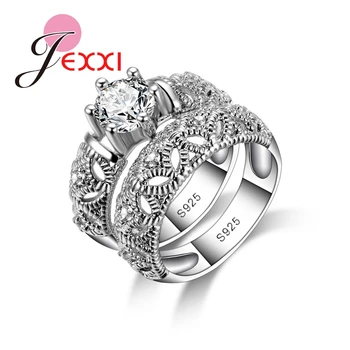 Charming Shiny 925 Sterling Silver Wedding 2 Rings Set For Couple Exquisite CZ Crystal Engagement Anniversary Jewelry
Charming Shiny 925 Sterling Silver Wedding 2 Rings Set For Couple Exquisite CZ Crystal Engagement Anniversary Jewelry