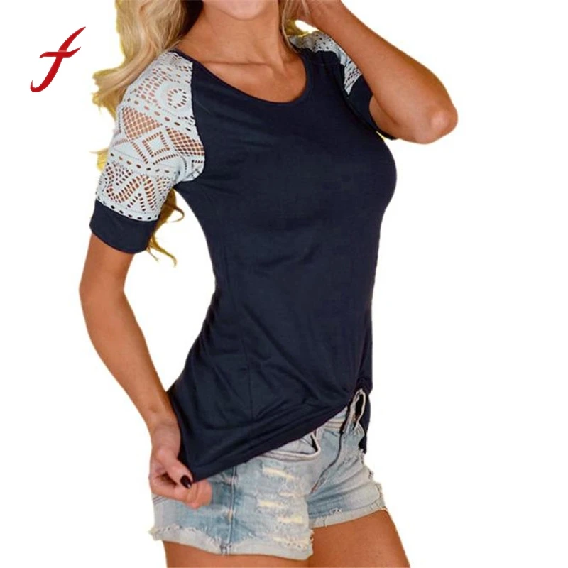 Feitong 2019 Summer T Shirt Women Lace Splice Casual Short Sleeve O Neck Tops T-Shirt tee shirt vetement femme poleras de mujer
Feitong 2019 Summer T Shirt Women Lace Splice Casual Short Sleeve O Neck Tops T-Shirt tee shirt vetement femme poleras de mujer