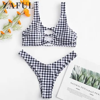 ZAFUL Sexy Swimsuit 2019 Plaid Women Bikini Set Beachwear Push Up Swimwear Female Thong Bathing Suit Hollow Gingham Out Bikini
ZAFUL Sexy Swimsuit 2019 Plaid Women Bikini Set Beachwear Push Up Swimwear Female Thong Bathing Suit Hollow Gingham Out Bikini
