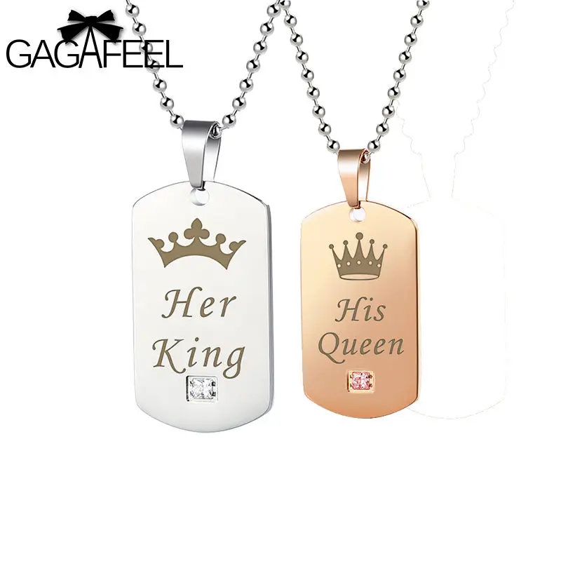 GAGAFFEL Engrave Custom Couple Necklace Dog Tag Military Army Cards Jewelry Her King & His Queen Silver Stainless Steel Bracelet
GAGAFFEL Engrave Custom Couple Necklace Dog Tag Military Army Cards Jewelry Her King & His Queen Silver Stainless Steel Bracelet
