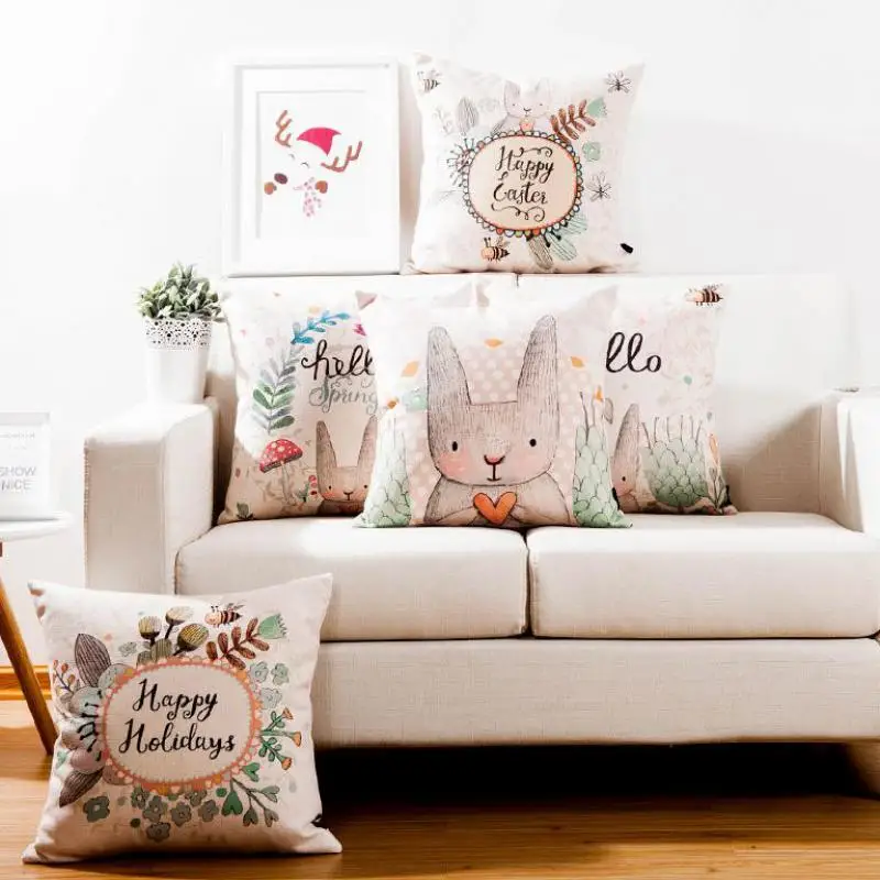 45*45 Cm Hand Painted Cute Cartoon Flowers Rabbit Series Easter Pillow Home Kids Room Decorative Animal Cushion
45*45 Cm Hand Painted Cute Cartoon Flowers Rabbit Series Easter Pillow Home Kids Room Decorative Animal Cushion