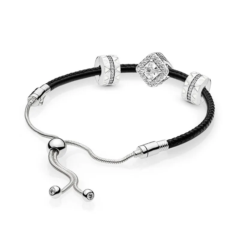Stylish 925 Sterling Silver Pans Original Geometric Radiance Leather Bracelet Set for Women Bead Charm DIY Chain Jewelry Gift
Stylish 925 Sterling Silver Pans Original Geometric Radiance Leather Bracelet Set for Women Bead Charm DIY Chain Jewelry Gift