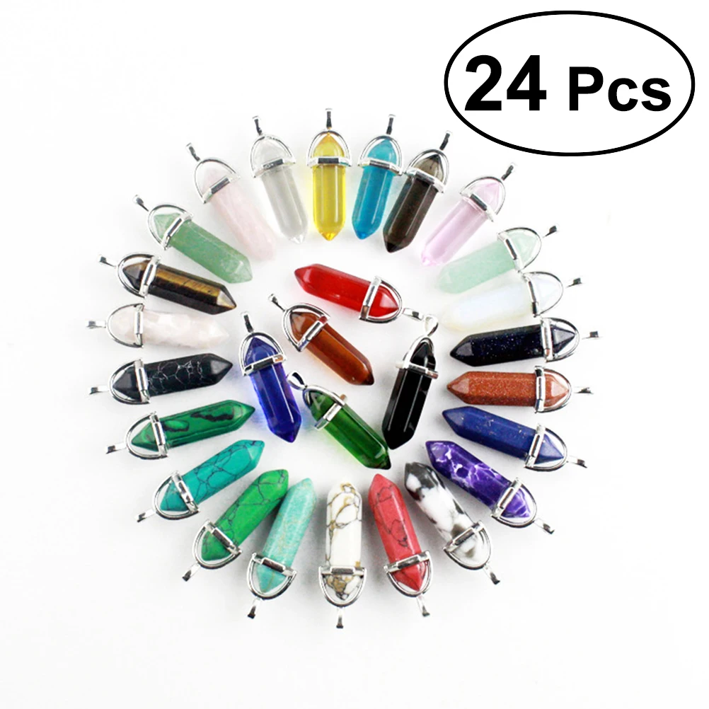 24pcs Healing Pointed Chakra Pendants Hexagonal Quartz Crystal Stone Charm for Necklace Beading Supplies DIY Jewelry Making
24pcs Healing Pointed Chakra Pendants Hexagonal Quartz Crystal Stone Charm for Necklace Beading Supplies DIY Jewelry Making