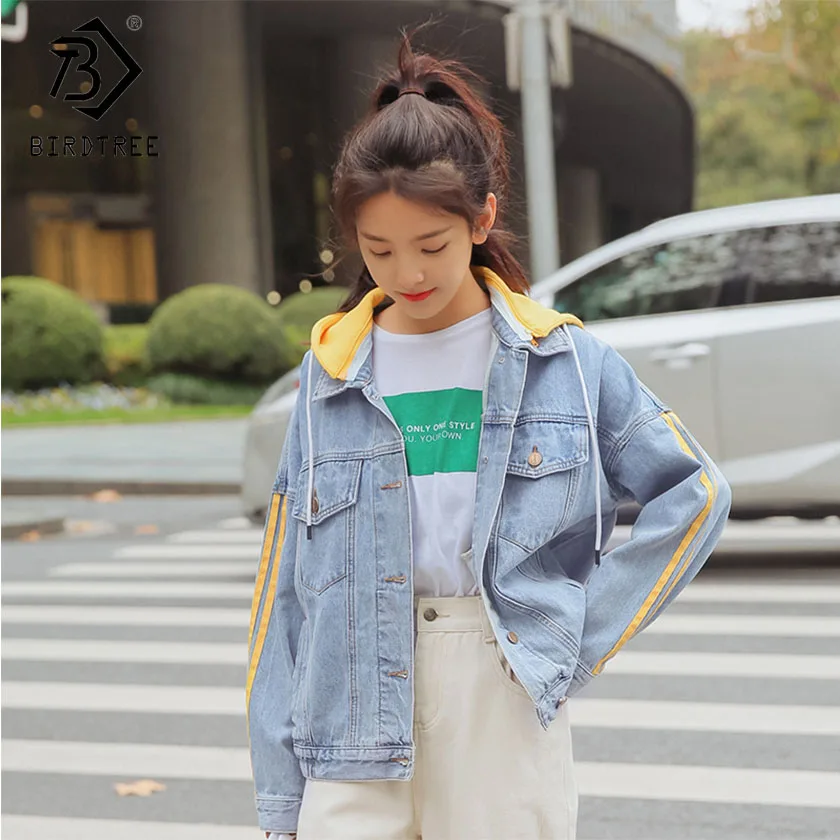 2019 Women's Striped Jeans Denim Jacket Single Breasted Turn Down Collar Pockets Zipper Hooded Coat Streetwear Hot Sales C91224J
2019 Women's Striped Jeans Denim Jacket Single Breasted Turn Down Collar Pockets Zipper Hooded Coat Streetwear Hot Sales C91224J