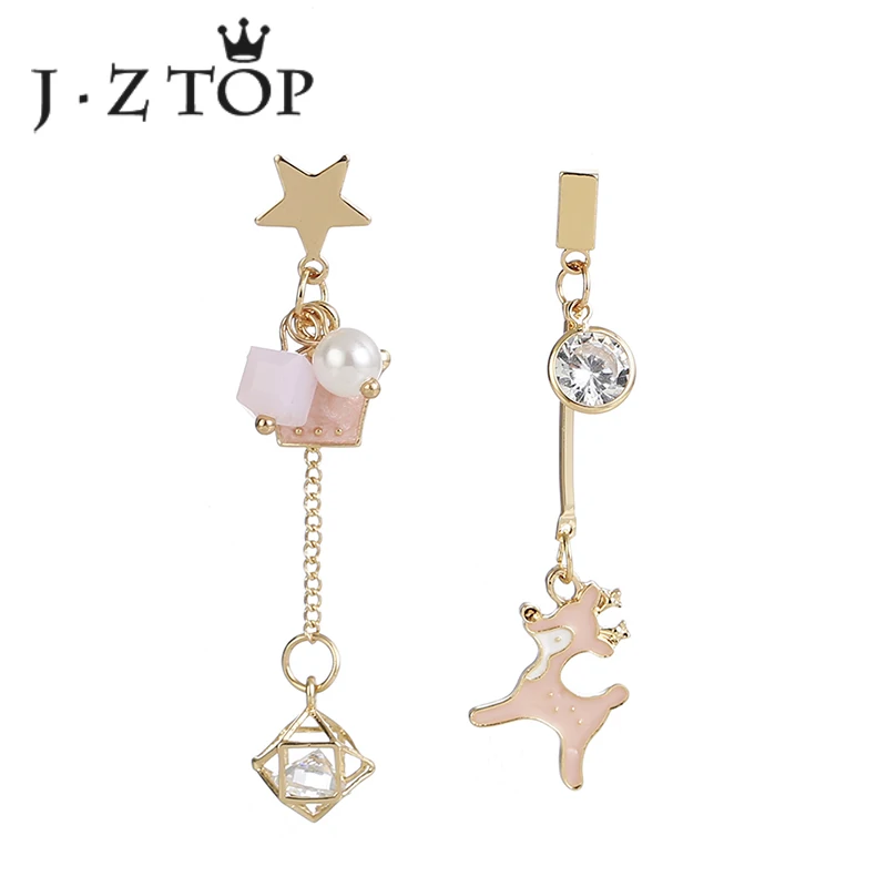 JZTOP Cute Cartoon Fawn Star Asymmetrical Stud Earrings Woman Pink Crown Reindeer Crystal Long Earring Girl Jewelry Oorbellen
JZTOP Cute Cartoon Fawn Star Asymmetrical Stud Earrings Woman Pink Crown Reindeer Crystal Long Earring Girl Jewelry Oorbellen