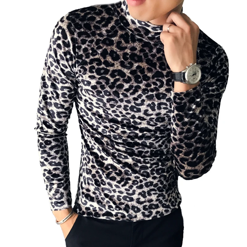 Quality Velvet T Shirt Men Autumn Winter New Leopard Print Slim Fit Men's T-Shirts High Collar Long Sleeve Casual Mens Tee Shirt
Quality Velvet T Shirt Men Autumn Winter New Leopard Print Slim Fit Men's T-Shirts High Collar Long Sleeve Casual Mens Tee Shirt