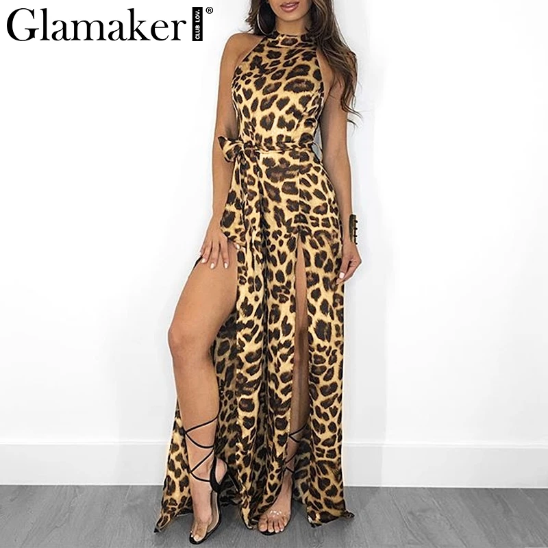 Glamaker Leopard halter wide leg summer jumpsuit Long high split sleeveless jumpsuits rompers Sexy overalls female jumpsuit 2019
Glamaker Leopard halter wide leg summer jumpsuit Long high split sleeveless jumpsuits rompers Sexy overalls female jumpsuit 2019