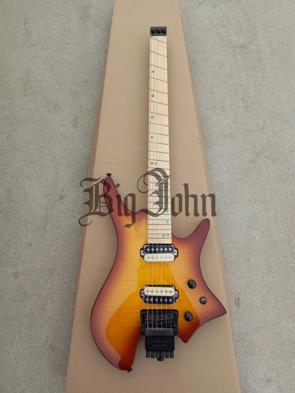 new headless maple fanfret fingerboard electric guitar, cherry burst mahogany body free shipping
new headless maple fanfret fingerboard electric guitar, cherry burst mahogany body free shipping