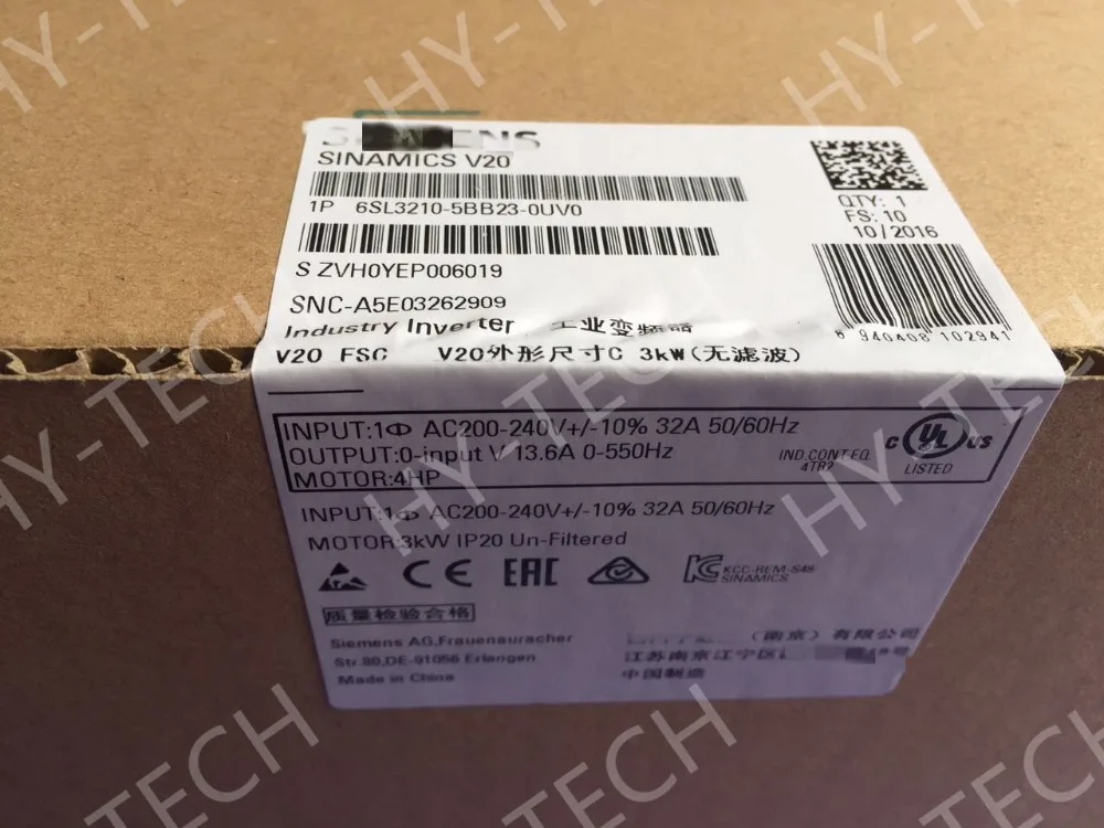 6SL3210-5BB23-0UV0 SINAMICS V20 3KW 1AC 220V without filter 6SL32105BB230UV0 New and Original
6SL3210-5BB23-0UV0 SINAMICS V20 3KW 1AC 220V without filter 6SL32105BB230UV0 New and Original