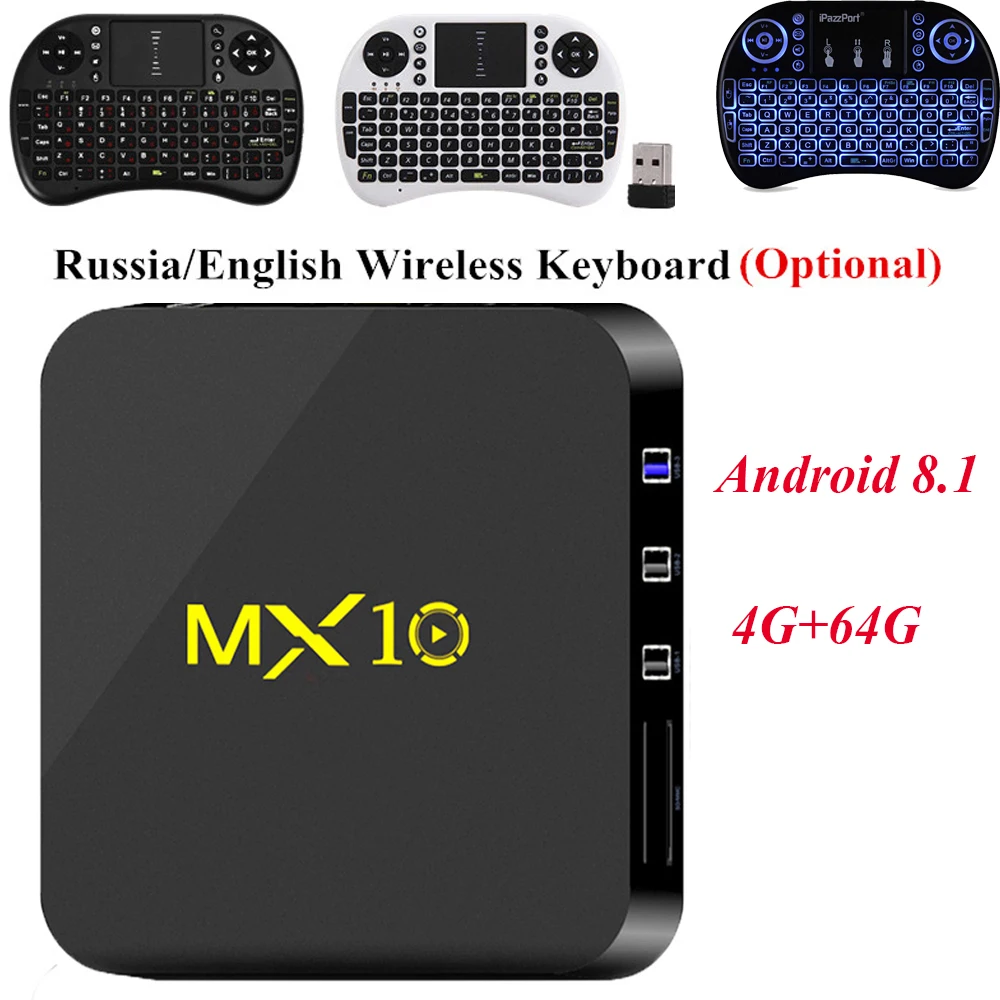 

MX10 Smart TV BOX Android 9.0 Rockchip RK3328 DDR3 4GB RAM 32GB/64GB ROM Smart Set-top Box 4K USB 3.0 HDR H.265 Media Player Box