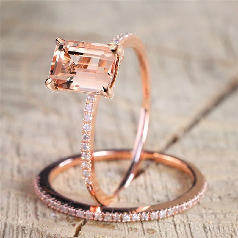 ROMAD Female Square Ring Set Luxury 18KT Rose Gold Filled Ring Vintage Wedding Band Promise Engagement Rings For Women
ROMAD Female Square Ring Set Luxury 18KT Rose Gold Filled Ring Vintage Wedding Band Promise Engagement Rings For Women
