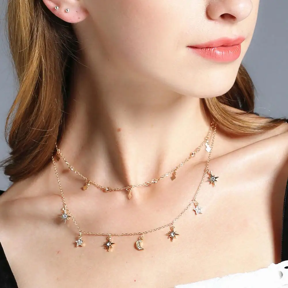 Gold Color Star Moon Pendant Necklaces Women MultiLayer Round Beads Clavicle Chain Chokers Bohemian Fashion Jewelry Accessories
Gold Color Star Moon Pendant Necklaces Women MultiLayer Round Beads Clavicle Chain Chokers Bohemian Fashion Jewelry Accessories