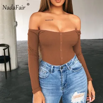 Nadafair Long Sleeve Off Shoulder Bodysuits Women Strapless Skinny Button Autumn Winter Sexy Bodysuit Ribbed Body Female Fashion
Nadafair Long Sleeve Off Shoulder Bodysuits Women Strapless Skinny Button Autumn Winter Sexy Bodysuit Ribbed Body Female Fashion