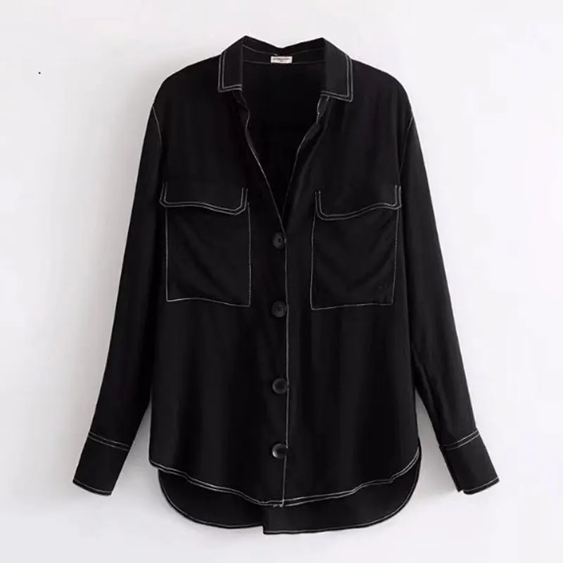 SAILING LU Women Black Shirts Big Pockets Long Sleeve Blouses Autumn 2019 Fashion Asymmetrical Bottom Tops Drop shipping WCL1673
SAILING LU Women Black Shirts Big Pockets Long Sleeve Blouses Autumn 2019 Fashion Asymmetrical Bottom Tops Drop shipping WCL1673