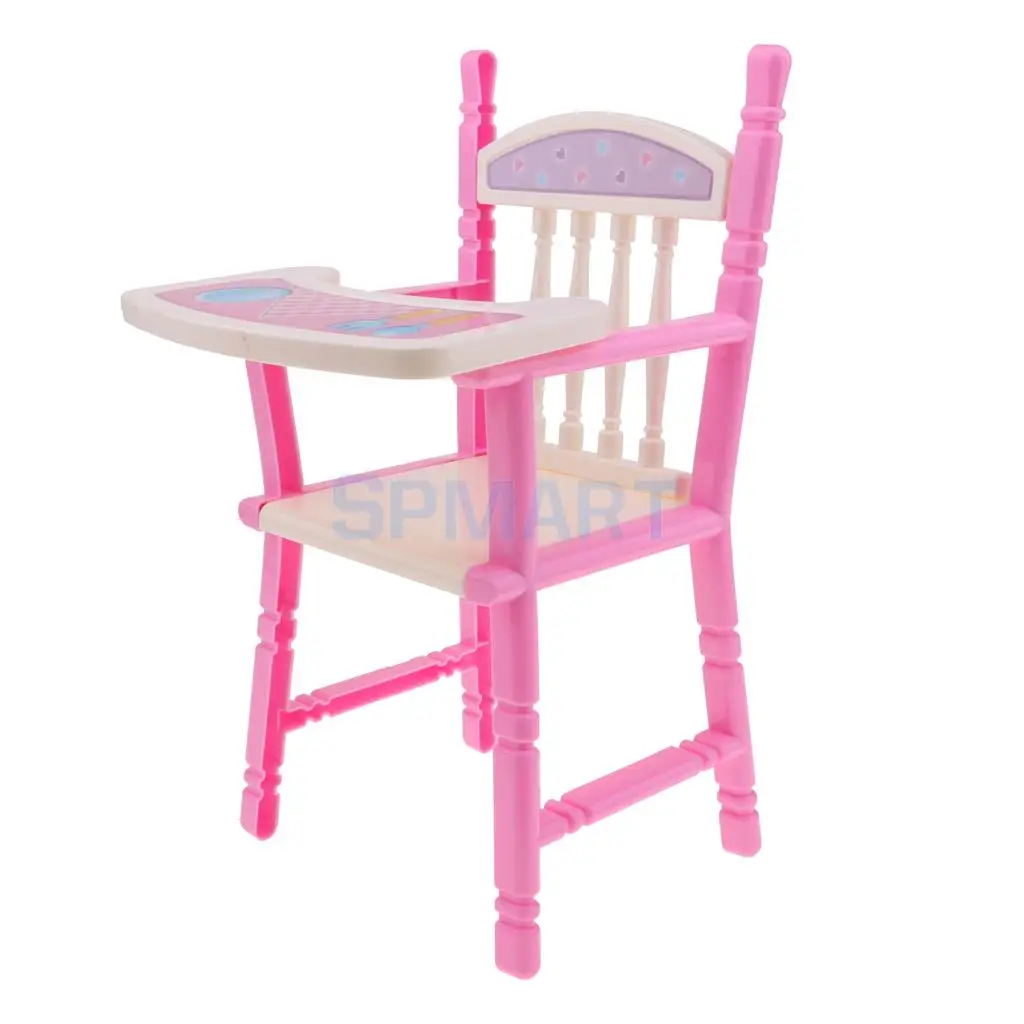 Pink Toddler Dining Chair Baby Doll High Chair Model for Reborn Girl Dolls Accessory Dollhouse Furniture Decor Toy