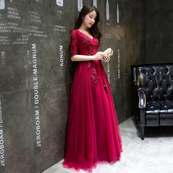 Vintage Burgundy Evening Dresses Long New Women Elegant Embroidery Ribbons Beaded Tulle Formal Prom Party Gown New gwisg nos
Vintage Burgundy Evening Dresses Long New Women Elegant Embroidery Ribbons Beaded Tulle Formal Prom Party Gown New gwisg nos