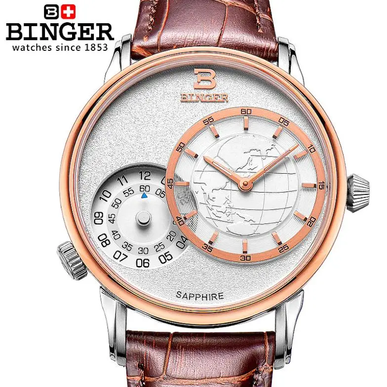 Switzerland men's watch luxury brand Wristwatches BINGER 18K gold quartz leather strap waterproof clock BG-0389-5
Switzerland men's watch luxury brand Wristwatches BINGER 18K gold quartz leather strap waterproof clock BG-0389-5