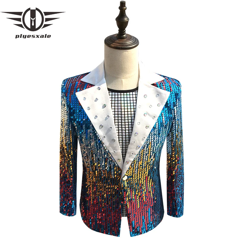 Plyesxale Colorful Sequin Blazer Men 2018 New Crystal Lapel Designs Gold Silver Blue Emcee Stage Prom Party Blazer Jacket Q222
Plyesxale Colorful Sequin Blazer Men 2018 New Crystal Lapel Designs Gold Silver Blue Emcee Stage Prom Party Blazer Jacket Q222