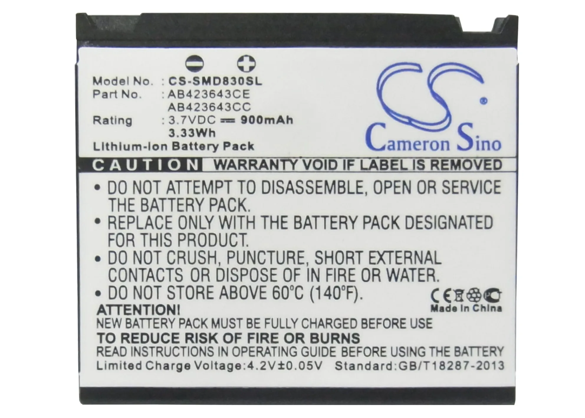 Cameron Sino Battery For SAMSUNG SGH-D830, SGH-D838, SGH-E840, SGH-E848, SGH-U600, SGH-U608, SGH-X820, SGH-X828
Cameron Sino Battery For SAMSUNG SGH-D830, SGH-D838, SGH-E840, SGH-E848, SGH-U600, SGH-U608, SGH-X820, SGH-X828
