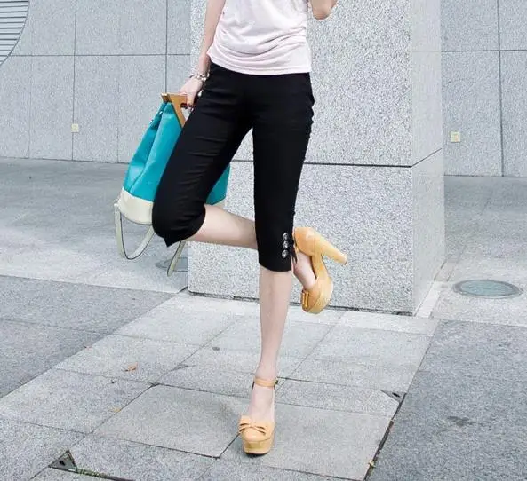 Female Plus Size Solid Knee Length Trousers Women Summer Cotton Calf-length Pants Lady Mid Elastic Waist Stretch Pencil Capris
Female Plus Size Solid Knee Length Trousers Women Summer Cotton Calf-length Pants Lady Mid Elastic Waist Stretch Pencil Capris