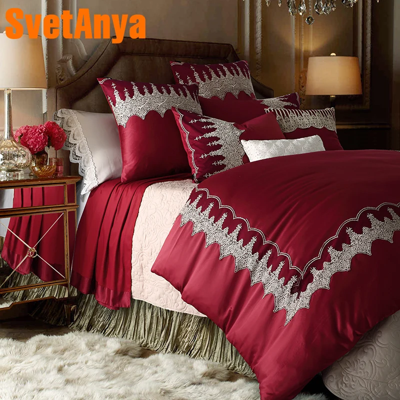 Svetanya Applique Embroidery Wedding Bedding Kit Cotton Bedlinen Queen King Size Luxury bedsheet Pillowcases Duvet Cover Sets
Svetanya Applique Embroidery Wedding Bedding Kit Cotton Bedlinen Queen King Size Luxury bedsheet Pillowcases Duvet Cover Sets