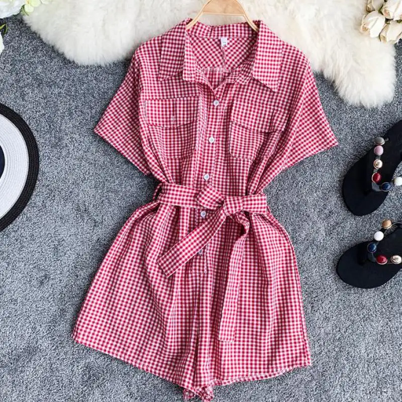 Elegant Women Pink Black Plaid Playsuit Bow Tie Sashes Female Cashal Short Jumpsuit Romper Short Sleeve Short Overalls T224
Elegant Women Pink Black Plaid Playsuit Bow Tie Sashes Female Cashal Short Jumpsuit Romper Short Sleeve Short Overalls T224