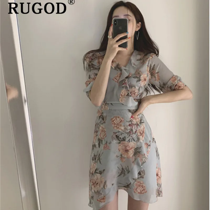 RUGOD Korean floral printed chiffon women dress Fashion lantern sleeve lace up ladies dress vestidos 2019 ruffles summer dresses
RUGOD Korean floral printed chiffon women dress Fashion lantern sleeve lace up ladies dress vestidos 2019 ruffles summer dresses