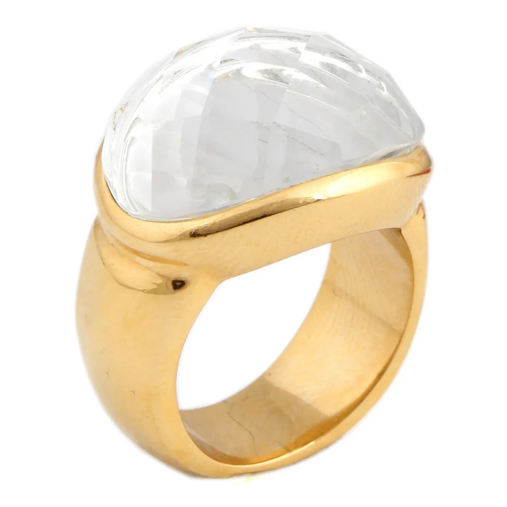 Gold-Color Stainless Steel Wedding Rings Jewelry Fashion Rings For Women Party Jewelry With White Stone
Gold-Color Stainless Steel Wedding Rings Jewelry Fashion Rings For Women Party Jewelry With White Stone
