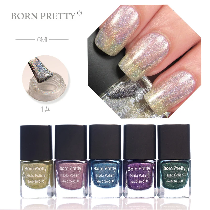 

BORN PRETTY 6ml Holographic Nail Polish Holo Shimmer Glitter Shine Manicure Nail Lacquer Polish Varnish