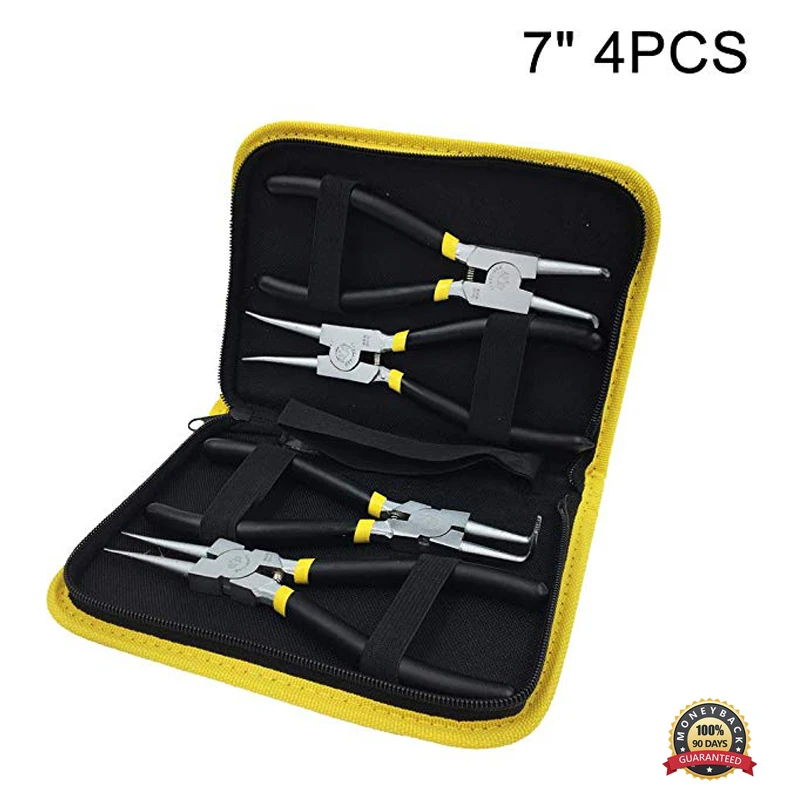 Snap Ring Pliers Set 4pcs 7inch External Internal Straight Bent Chrome Vanadium Steel Circlip Pliers with Bag Repair Tool
Snap Ring Pliers Set 4pcs 7inch External Internal Straight Bent Chrome Vanadium Steel Circlip Pliers with Bag Repair Tool