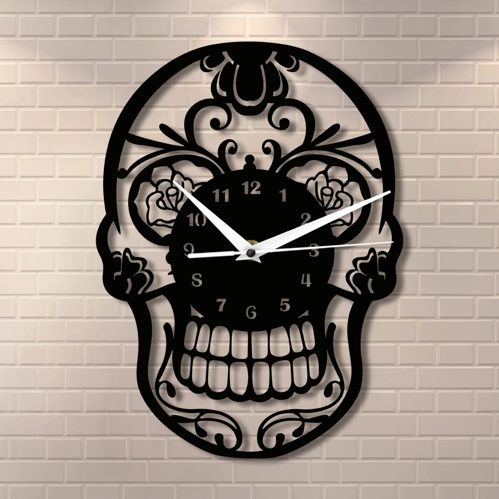 Настенные часы День мертвых сахарных Черепов Мексиканский череп Dia de Muertos