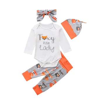 Newborn Baby Girls Clothes Set Autumn Long Sleeve Fox Top Round Neck Bodysuits Pants Headband Hat Girl Clothing Cotton 4PCs
Newborn Baby Girls Clothes Set Autumn Long Sleeve Fox Top Round Neck Bodysuits Pants Headband Hat Girl Clothing Cotton 4PCs