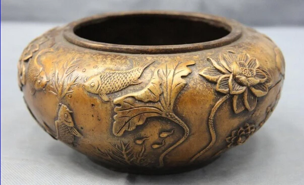 Collectible bronze lion statue S0933 China Folk Copper Bronze Auspicious lotus flower Fish censer Bottle Pot jug Tank B0403
Collectible bronze lion statue S0933 China Folk Copper Bronze Auspicious lotus flower Fish censer Bottle Pot jug Tank B0403