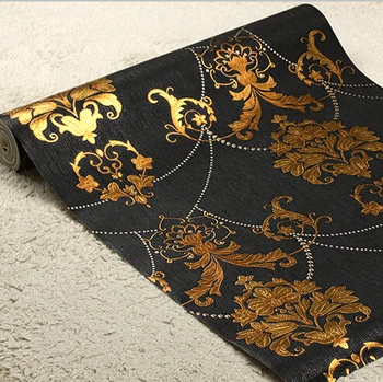European Luxury Black Gold Wallpaper Living Room Bedroom Ceiling Mural Wallpaper For Walls 3D PVC Luxury Wall Paper Roll
European Luxury Black Gold Wallpaper Living Room Bedroom Ceiling Mural Wallpaper For Walls 3D PVC Luxury Wall Paper Roll