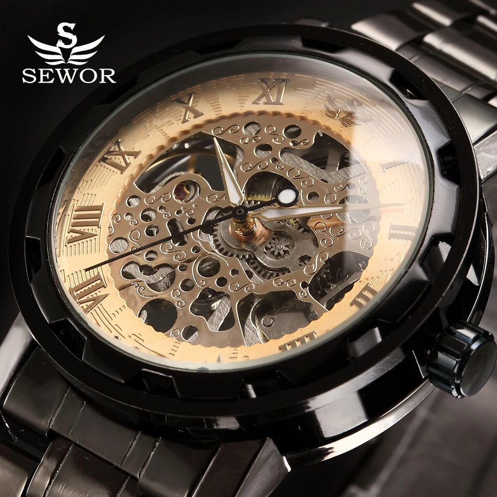 SEWOR winner Luxury Brand Skeleton Mechanical Watch Golden Transparent Steampunk Clock Men Stainless Full Steel Watch Relogio
SEWOR winner Luxury Brand Skeleton Mechanical Watch Golden Transparent Steampunk Clock Men Stainless Full Steel Watch Relogio