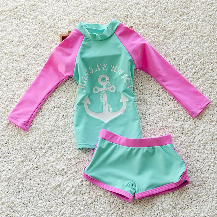 New 2017 Girls Swimsuit Two-Piece Sporting Suits Long Sleeve Solid Children Kids Swimwear For Girls Plavky Beachwear K52-CGR1
New 2017 Girls Swimsuit Two-Piece Sporting Suits Long Sleeve Solid Children Kids Swimwear For Girls Plavky Beachwear K52-CGR1