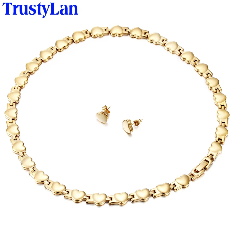 TrustyLan Yellow Rose Gold Color Jewelry Sets Luxury 316L Stainless Steel 46CM Necklace Stud Earring Earrings Set For Women
TrustyLan Yellow Rose Gold Color Jewelry Sets Luxury 316L Stainless Steel 46CM Necklace Stud Earring Earrings Set For Women