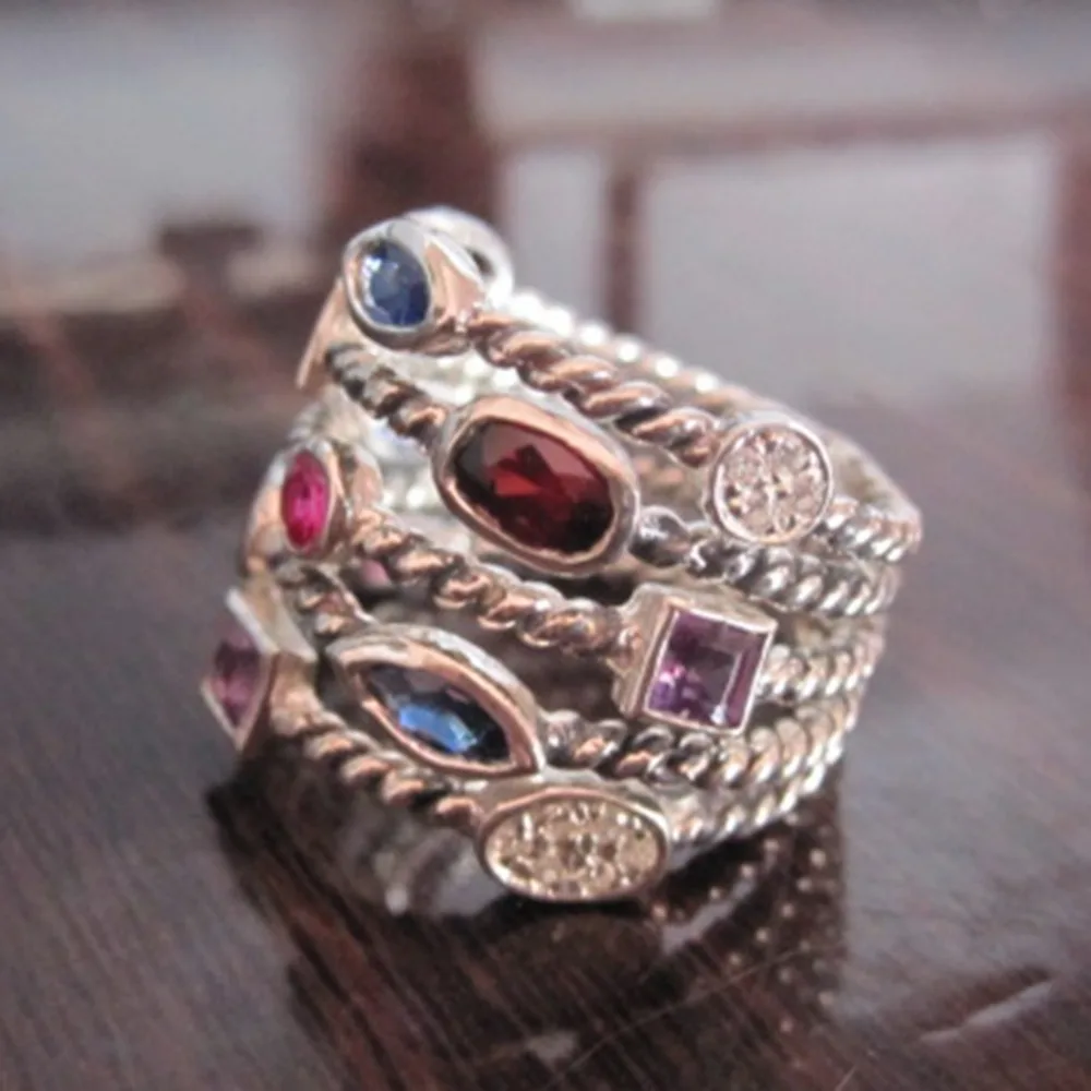 Five-Row Berry Confetti Ring