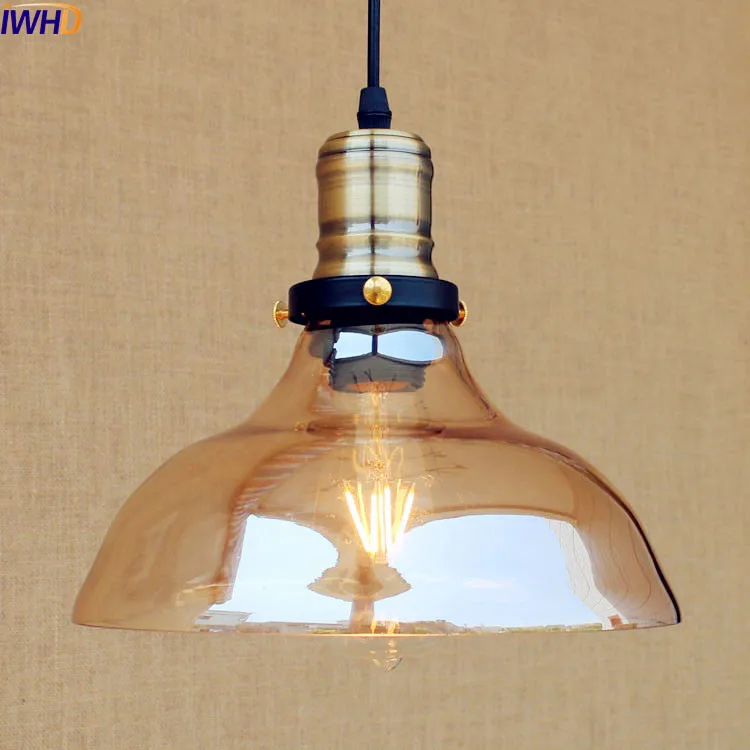 

IWHD Glass Style Loft Industrial Pendant Lighting Fixtures Dinning Room American Bombilla Edison LED Vintage Lamp Light Lampara