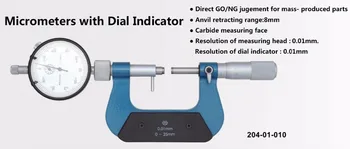 0.01mm Micrometers with Dial Indicator 0-25mm 25-50mm jugement for mass- produced parts outside micrometer
0.01mm Micrometers with Dial Indicator 0-25mm 25-50mm jugement for mass- produced parts outside micrometer