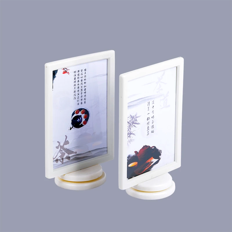 Image Wholesale Display Two sided Rotatable Drink Decca Recipe New Fashion Table Top Restaurant Menu Holder Cover