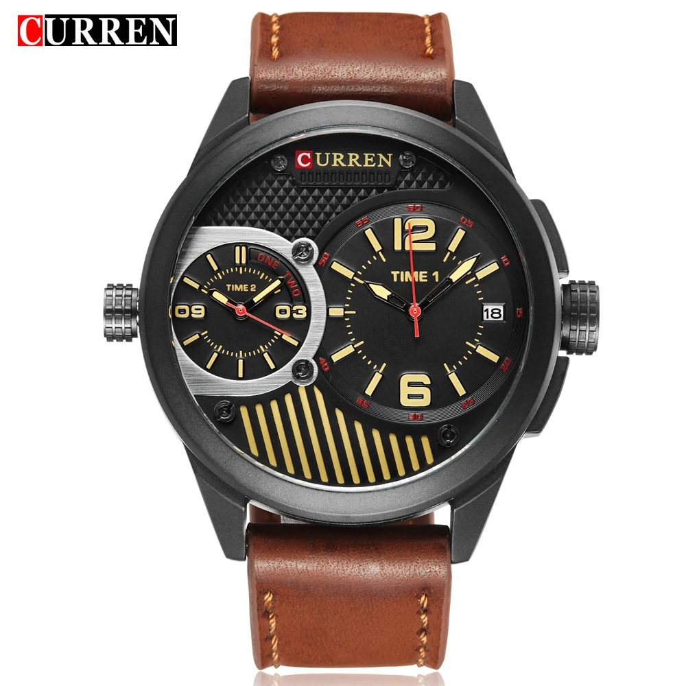 

Double Movements Business Male Quartz Watch CURREN 8249 Special Men Wristwatch With Date Display Waterproof Relogio Masculino