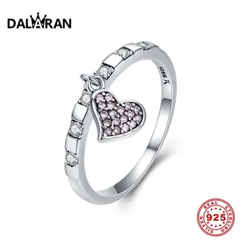 DALARAN Wedding Rings True Love Pink Heart Dangle Female Ring Genuine 925 Sterling Silver For Women Valentine'S Day Gift Jewelry
DALARAN Wedding Rings True Love Pink Heart Dangle Female Ring Genuine 925 Sterling Silver For Women Valentine'S Day Gift Jewelry