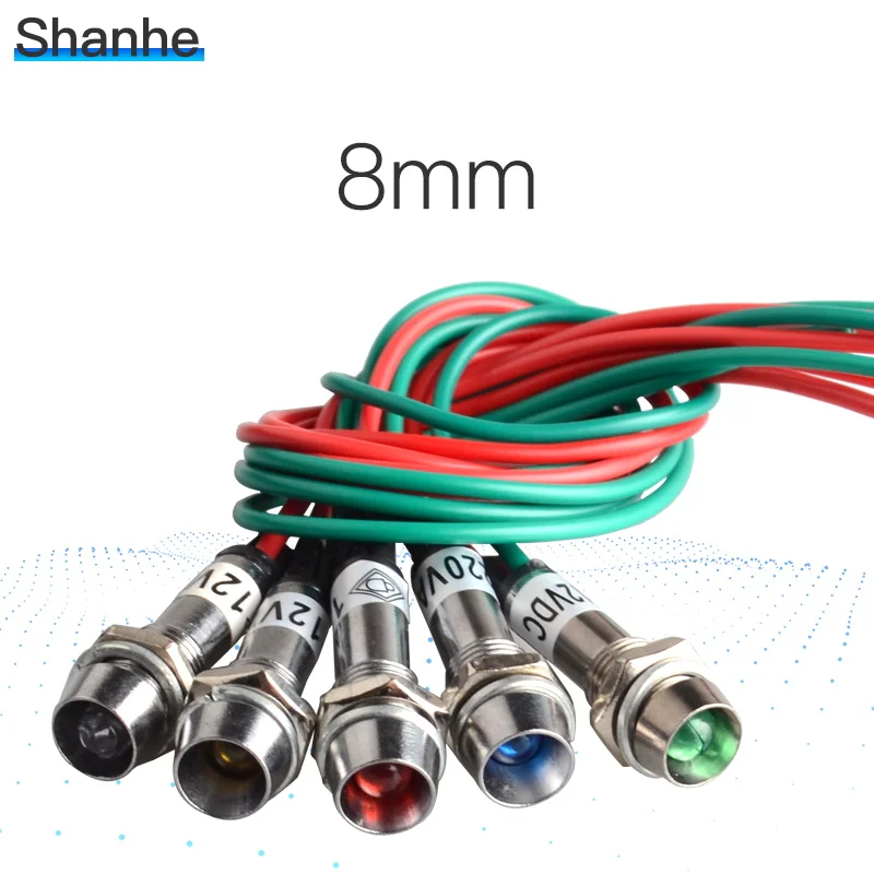 8mm Pilot Light Indicator ,indicator light with 16cm wire DC5V DC12V DC24V AC220V
8mm Pilot Light Indicator ,indicator light with 16cm wire DC5V DC12V DC24V AC220V