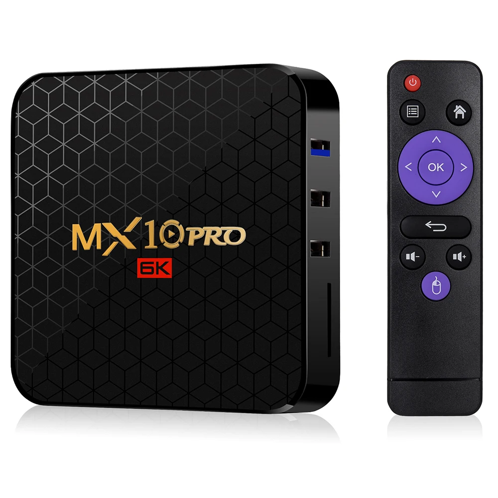 MX10 Pro 6K TV Box Android 9.0 AllWinner H6 2.4G WiFi 100Mbps USB3.0 HDMI 2.0 Set Top Box 4G 32G 64G Media Player
MX10 Pro 6K TV Box Android 9.0 AllWinner H6 2.4G WiFi 100Mbps USB3.0 HDMI 2.0 Set Top Box 4G 32G 64G Media Player